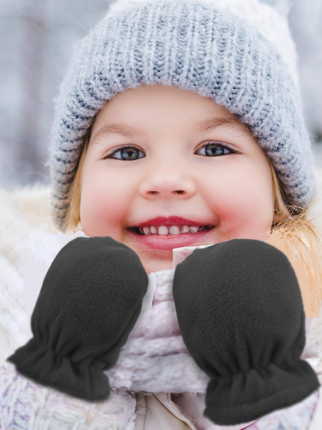SATINIOR 3 Pairs Baby and Toddler Winter Mittens Kids Fleece Warm Mittens for Baby Boy Girl - Image 6